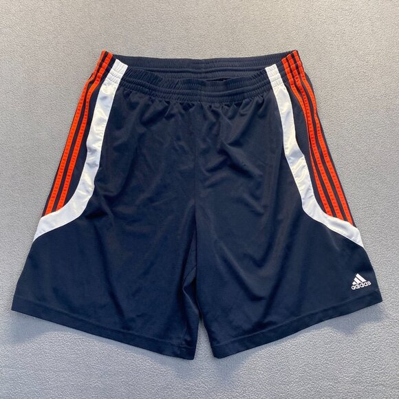 Adidas Mens Medium Navy Orang & White Three Stripe Athletic Basketball Short 2XL - Picture 1 of 14